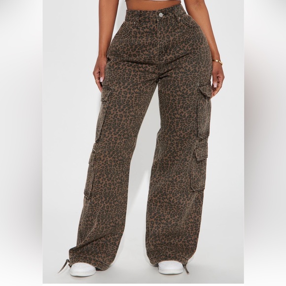 Leopard Print Cargo Pants Anastasia Leopard Jogger - Brown/combo - Picture 3 of 4
